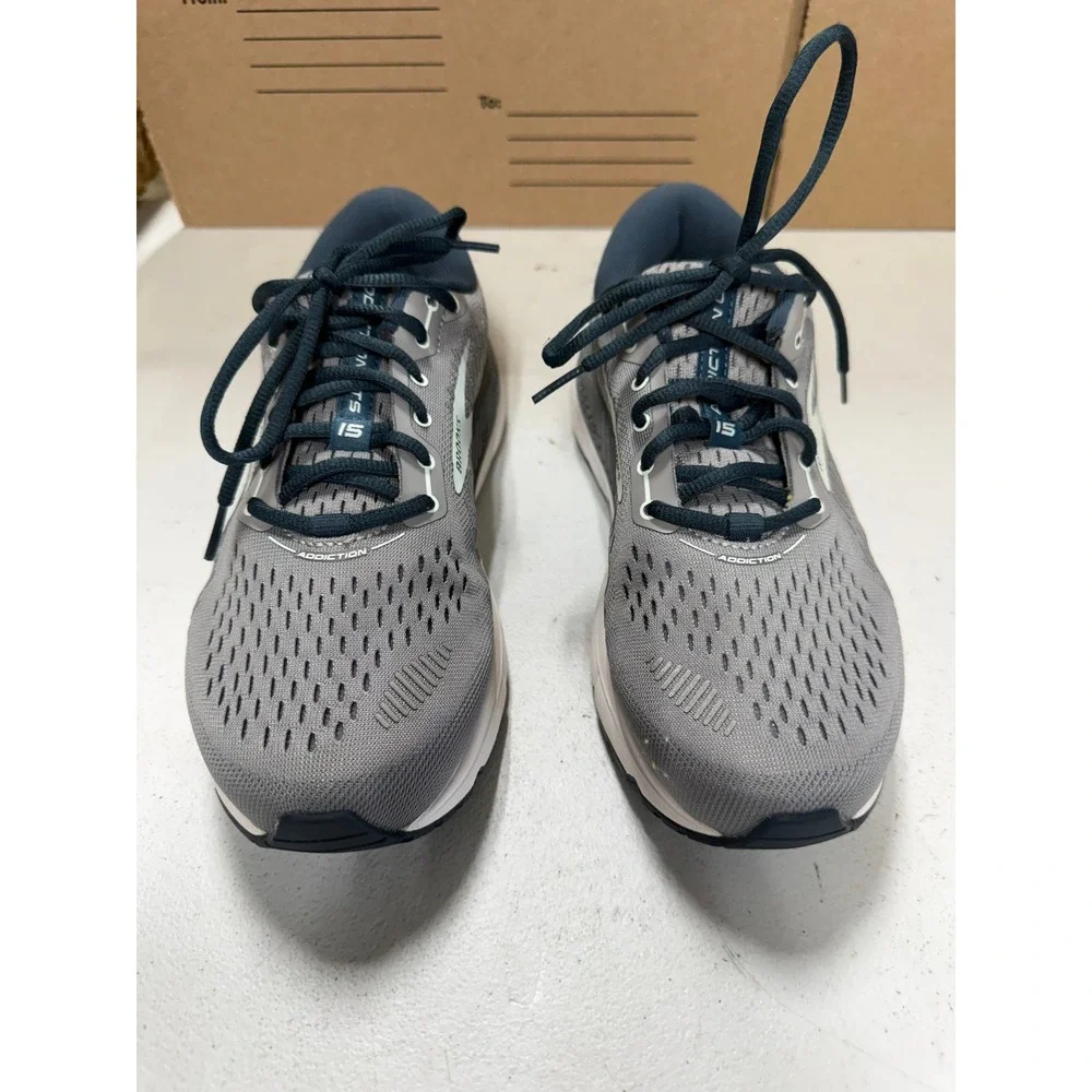 Brooks Addiction GTS 15 Womens Running Shoes Grey Navy Wide D Size 8
